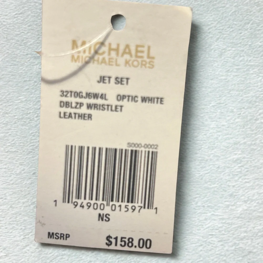 Michael Kors Optic White, Double Zip Leather Wristlet,  Designer NWT, Gold Stud